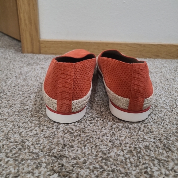 Donald Pliner Orange Leather Suede Palm Slip On Preppy Flats Loafers Espadrilles - Picture 4 of 5